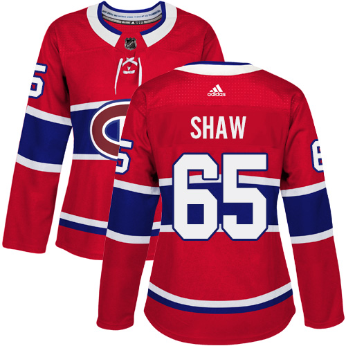 Adidas Montreal Canadiens 65 Andrew Shaw Red Home Authentic Women Stitched NHL Jersey